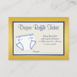 Royal Blue Gold Diaper Raffle Ticket Begleitkarte