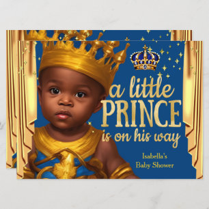 Royal Blue Gold Drapes Prince Baby Shower Ethnic Einladung