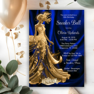 Royal Blue Gold Elegante Einladung