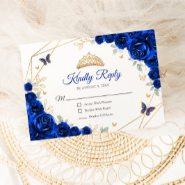 Royal Blue Gold Floral Quinceanera Antwort