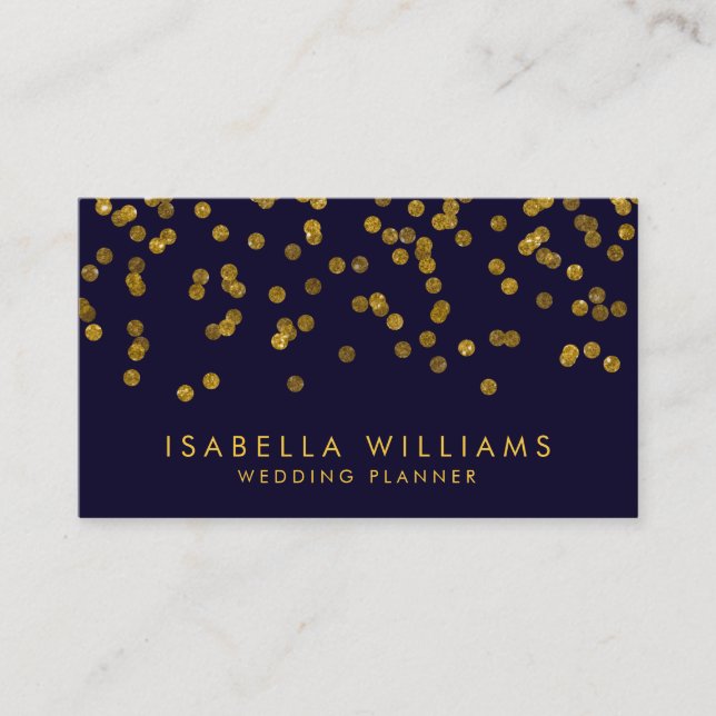Royal Blue & Gold Foil Confetti Business Card Visitenkarte (Vorderseite)