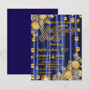 Royal Blue Gold Geburtstagsparty Einladung, Frauen Einladung