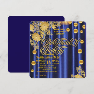 Royal Blue Gold Geburtstagsparty Einladung, Frauen Save The Date