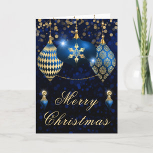 Royal Blue & Gold Glitzer Baubles Weihnachten