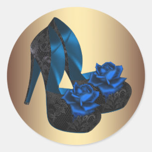 Royal Blue Gold High Heel Stickers