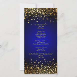 Royal Blue Gold Hochzeit beliebtes Menü Save The Date