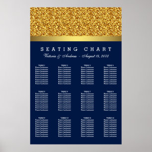 Royal Blue Gold Hochzeitskarte Poster