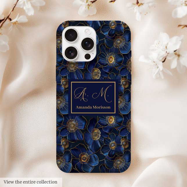 Royal Blue Gold iPhone-Hülle Lux Monogramm Floral Case-Mate iPhone Hülle (Royal Blue Gold iPhone Case Lux Monogram Floral)