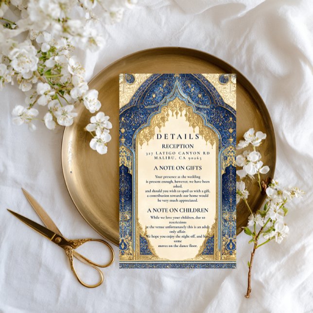 Royal Blue Gold Islamic Wedding Begleitkarte (Von Creator hochgeladen)