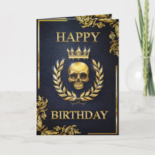 Royal Blue & Gold King of the Dead Birthday Card Karte