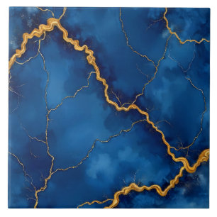 Royal Blue Gold Marble Collection Fliese