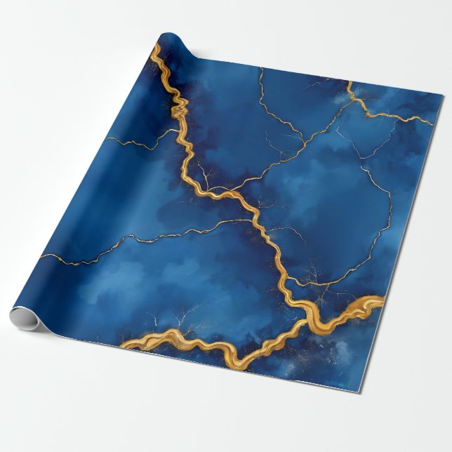 Royal Blue Gold Marble Collection Geschenkpapier (Ungerollt)