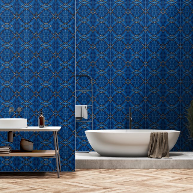 Royal Blue Gold Marble Collection Tapete (Badezimmer)