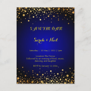 Royal Blue Gold Popular Save the Date  Postkarte