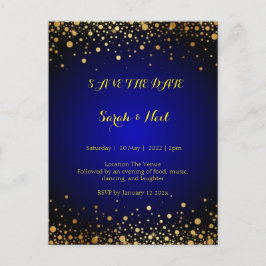 Royal Blue Gold Popular Save the Date Postkarte