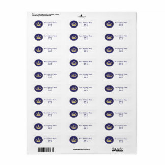 Royal Blue Gold Prince Address Labels