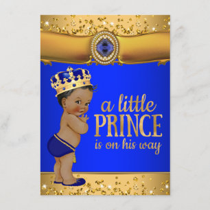 Royal Blue Gold Prince Baby Dusche Einladung