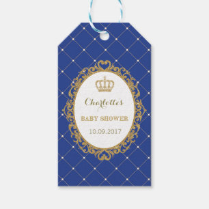 Royal Blue Gold Prince Baby Dusche Gefallen Tag Geschenkanhänger