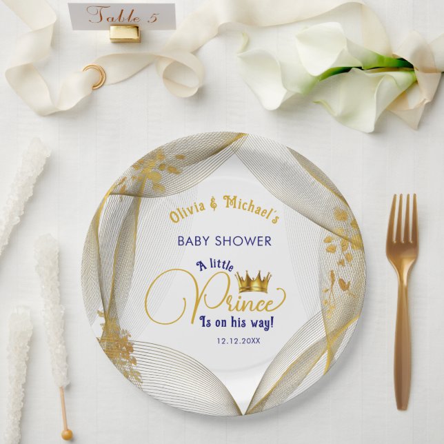 Royal Blue Gold Prince Baby Dusche Pappteller (Hochzeit)