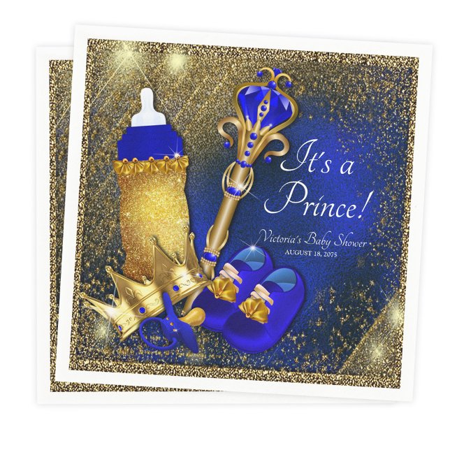 Royal Blue Gold Prince Baby Dusche Serviette (Von Creator hochgeladen)