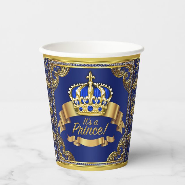 Royal Blue Gold Prince Baby Duschpapierkästen Pappbecher (Vorderseite)