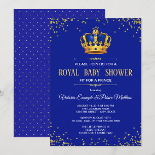 Royal Blue Gold Prince Baby Shower Einladungen