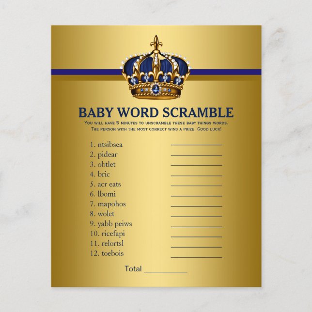 Royal Blue Gold Prince Baby Showspiele Flyer (Vorne)