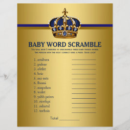 Royal Blue Gold Prince Baby Showspiele Flyer