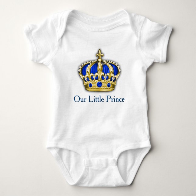 Royal Blue Gold Prince Crown Prince Baby Boy Baby Strampler (Vorderseite)