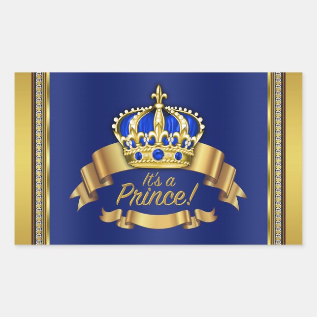 Royal Blue Gold Prince Water Flasche Label Rechteckiger Aufkleber (Vorderseite)