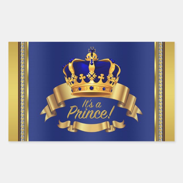 Royal Blue Gold Prince Water Flasche Label Rechteckiger Aufkleber (Vorderseite)