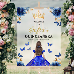Royal Blue Gold Princess Quinceañera Willkommen Acrylschild