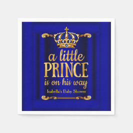 Royal Blue Gold Prinz auf dem Weg Baby Dusche Serviette