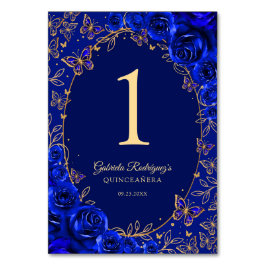 Royal Blue Gold Quinceanera Tischnummer