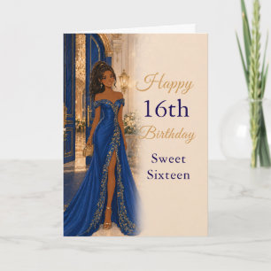 Royal Blue Gold Sweet Sixteen Geburtstagskarte Karte