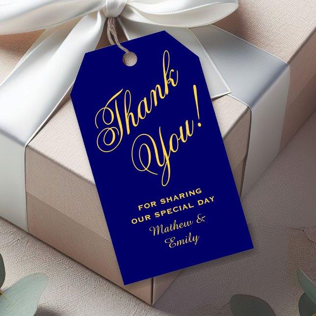 Royal Blue Gold Vielen Dank Gastgeschenk Hochzeit Geschenkanhänger (Von Creator hochgeladen)