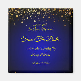 Royal Blue Gold Wedding Save the Date Magnet