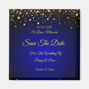 Royal Blue Gold Wedding Save the Date Magnet