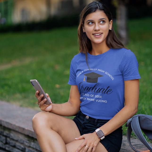 Royal Blue Graduate Custom 2025 School Abschluss T-Shirt (Von Creator hochgeladen)