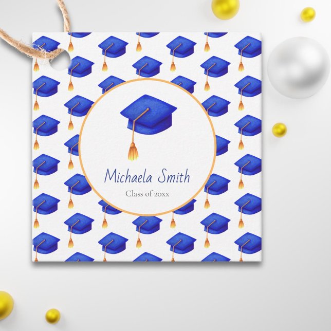 Royal Blue Graduation Cap Personalisierter Abschlu Geschenkanhänger (Von Creator hochgeladen)