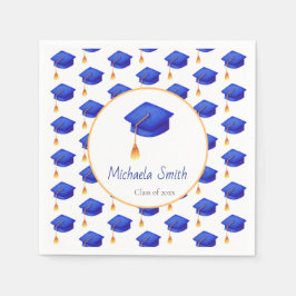 Royal Blue Graduation Cap Personalisierter Abschlu Serviette