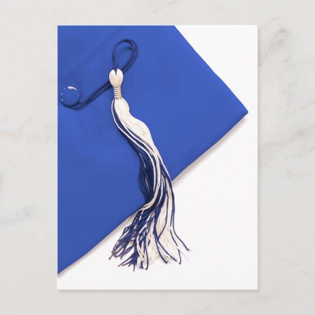 Royal Blue Graduation Cap und Tassel Postcard Ankündigungspostkarte (Vorderseite)