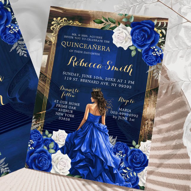 Royal Blue Grand Palace Quinceñera Princess Einladung (Von Creator hochgeladen)