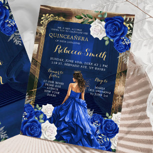 Royal Blue Grand Palace Quinceñera Princess Einladung