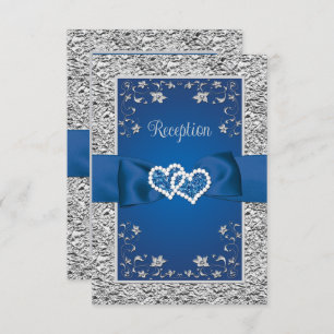 Royal Blue, Grau Liebe Hearts Empfang Card RSVP Karte