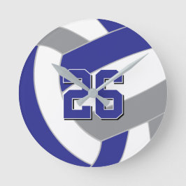 Royal blue grau oder ANY Team farbig Volleyball Runde Wanduhr