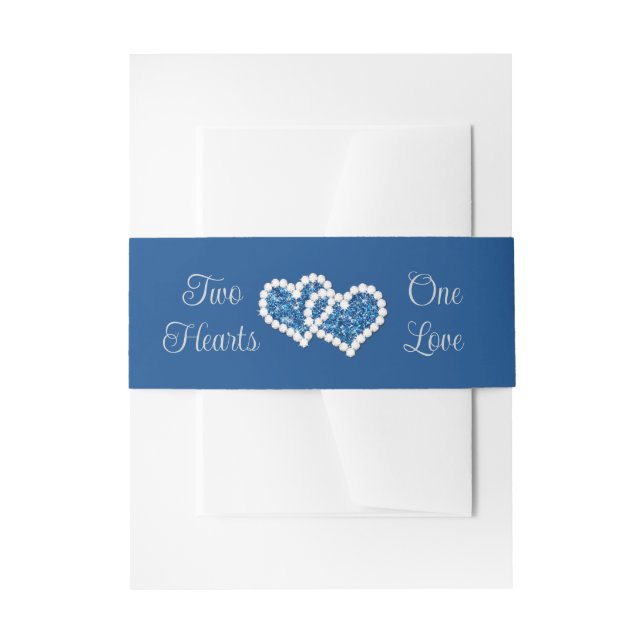 Royal Blue, Gray Two Hearts, One Liebe Einladungsbanderole (Vorderseite Beispiel)