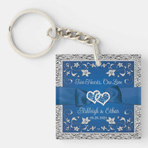 Royal Blue, Gray Two Hearts, One Liebe Schlüsselanhänger