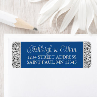 Royal Blue, Gray Wedding Address Label