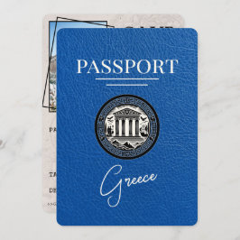 Royal Blue Greece Passport Save the Date Card